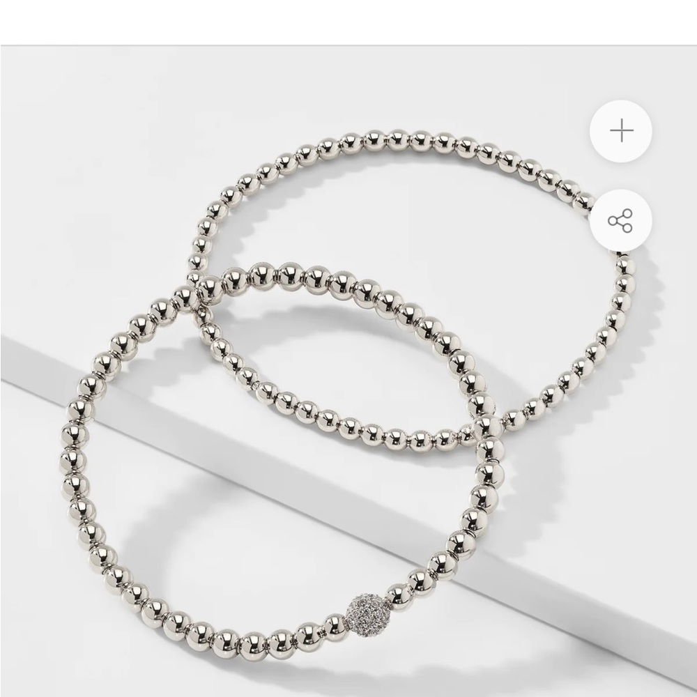 Nadri  set of 2 cz and beaded stretch bracelets